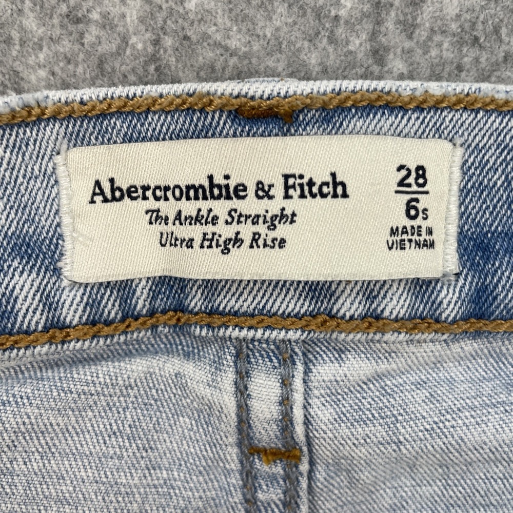 Women Abercrombie & Fitch Ultra High Rise Ankle Straight Light Blue Jeans 28/6 - Picture 6 of 7